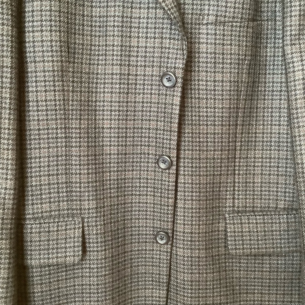 VINTAGE Blue Wool Houndstooth Blazer Oversized Men's 42 XL - Picture 7 of 16